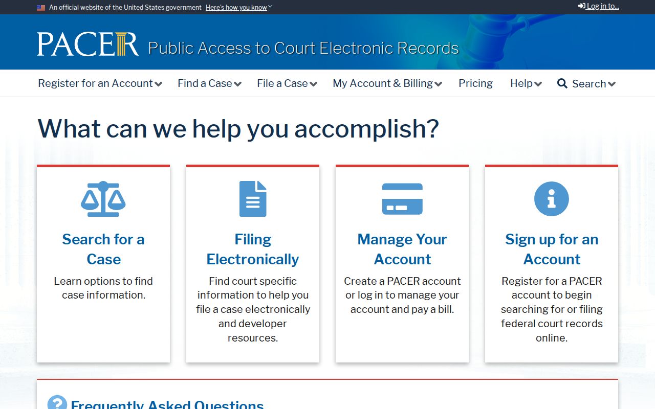 Federal criminal court case access for Clay County through PACER