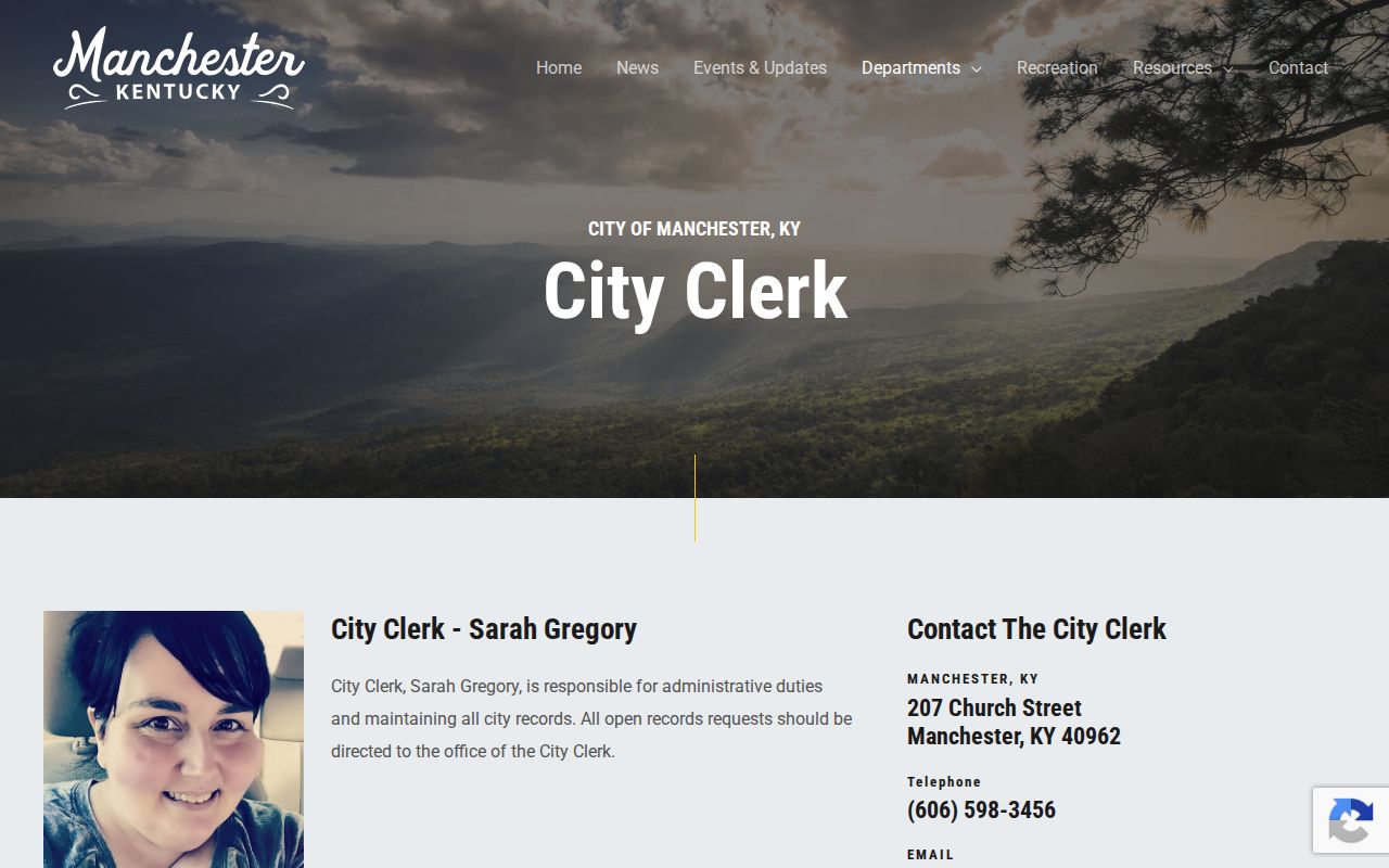 Manchester City Clerk online open-records request form