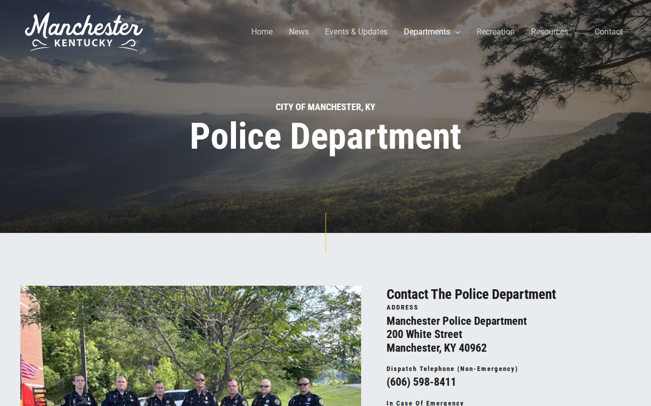 Official Manchester Police Department page with current contact and agency history